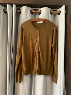 LOFT Olive Lightweight Pima Cotton Cardigan, Women’s Size Large